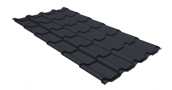 Металлочерепица камея GL 0,5 GreenCoat Pural matt RR 23 темно-серый (RAL 7024 мокрый асфальт) купить в Великом Устюге