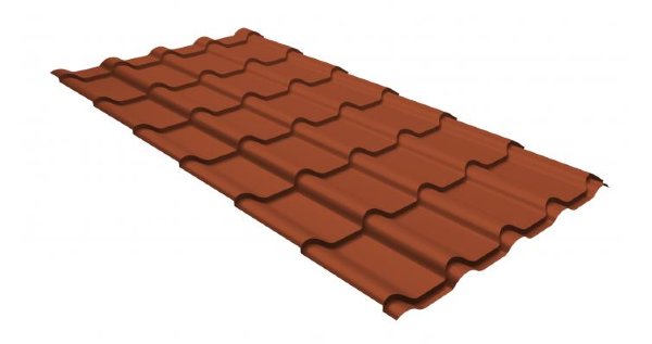 Металлочерепица камея GL 0,5 GreenCoat Pural RR 750 кирпично-красный (RAL 8004 терракота) купить в Великом Устюге