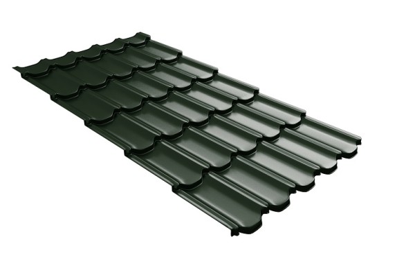 Металлочерепица квинта плюс с 3D резом 0,5 GreenСoat Pural Matt RR 11 темно-зеленый (RAL 6020 хромовая зелень) купить в Великом Устюге