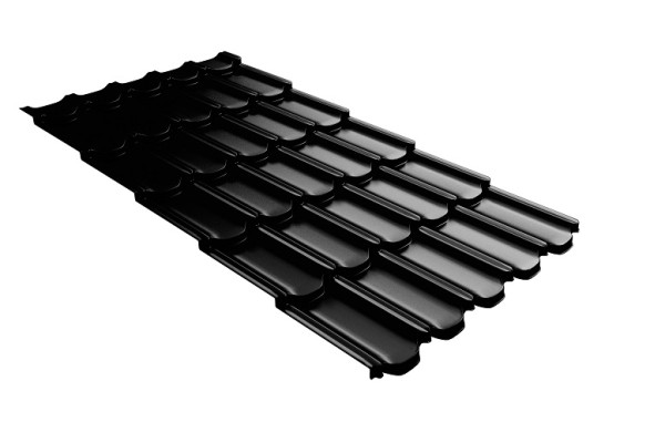 Металлочерепица квинта плюс с 3D резом 0,5 GreenСoat Pural Matt RR 33 черный (RAL 9005 черный) купить в Великом Устюге