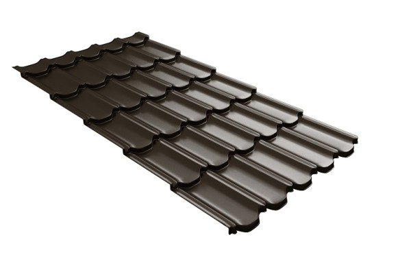 Металлочерепица квинта плюс с 3D резом 0,5 GreenСoat Pural RR 32 темно-коричневый (RAL 8019 серо-коричневый) купить в Великом Устюге