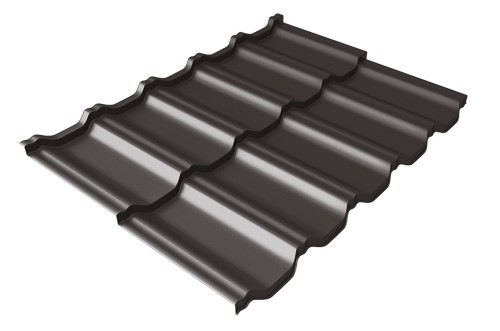 Металлочерепица модульная Квинта Uno Grand Line c 3D резом 0,5 GreenСoat Pural Matt RR 32 темно-коричневый (RAL 8019 серо-коричневый) купить в Великом Устюге
