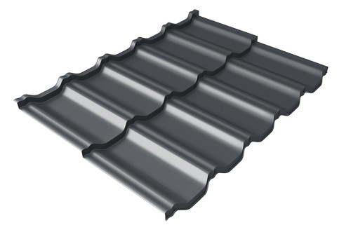 Металлочерепица модульная Квинта Uno Grand Line c 3D резом 0,45 Drap RAL 7024 мокрый асфальт купить в Великом Устюге