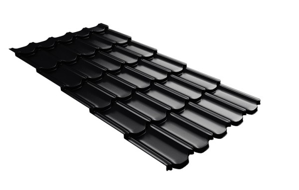 Металлочерепица квинта плюс с 3D резом 0,5 Satin Мatt RAL 9005 черный купить в Великом Устюге