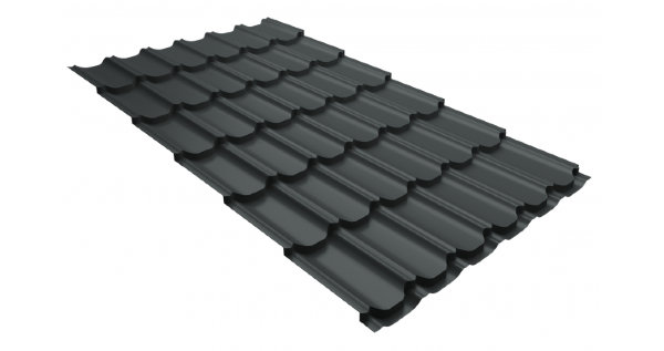 Металлочерепица квинта плюс 0,5 GreenCoat Pural Matt RR 23 темно-серый (RAL 7024 мокрый асфальт) купить в Великом Устюге